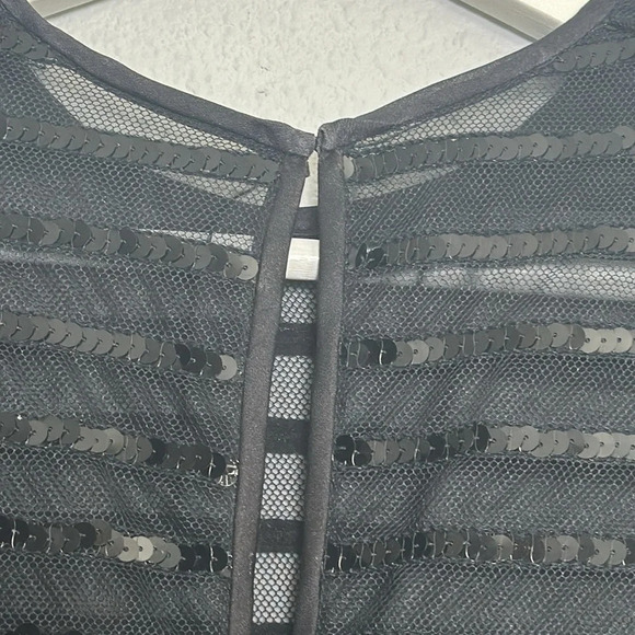 Carolina Herrera Black Sequin Sheer Stripe Cocktail Midi Dress Size 4 Formal - Picture 15 of 15